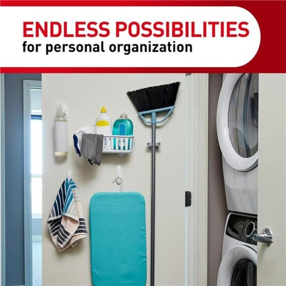 Damage-Free‎ Broom & Mop Wall Hook - No Tools, 2 Hangers & 4 Command Strips - Picture 3 of 7